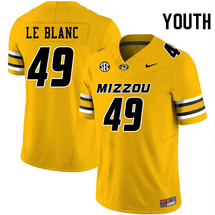 Youth #49 Brett Le Blanc Missouri Tigers College Football Jerseys Stitched-Gold